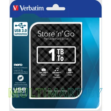 Внешний жесткий диск Verbatim Store 'n' Go USB 3.0 1TB Черный (53194) картинка 4